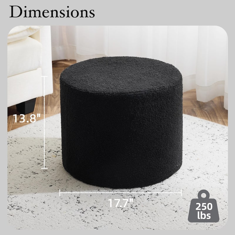 Bezseller Soft Boucle Pouf Ottoman, Comfortable Foot Rest, Full Foam Filling Footstool for Living Room, Bedroom