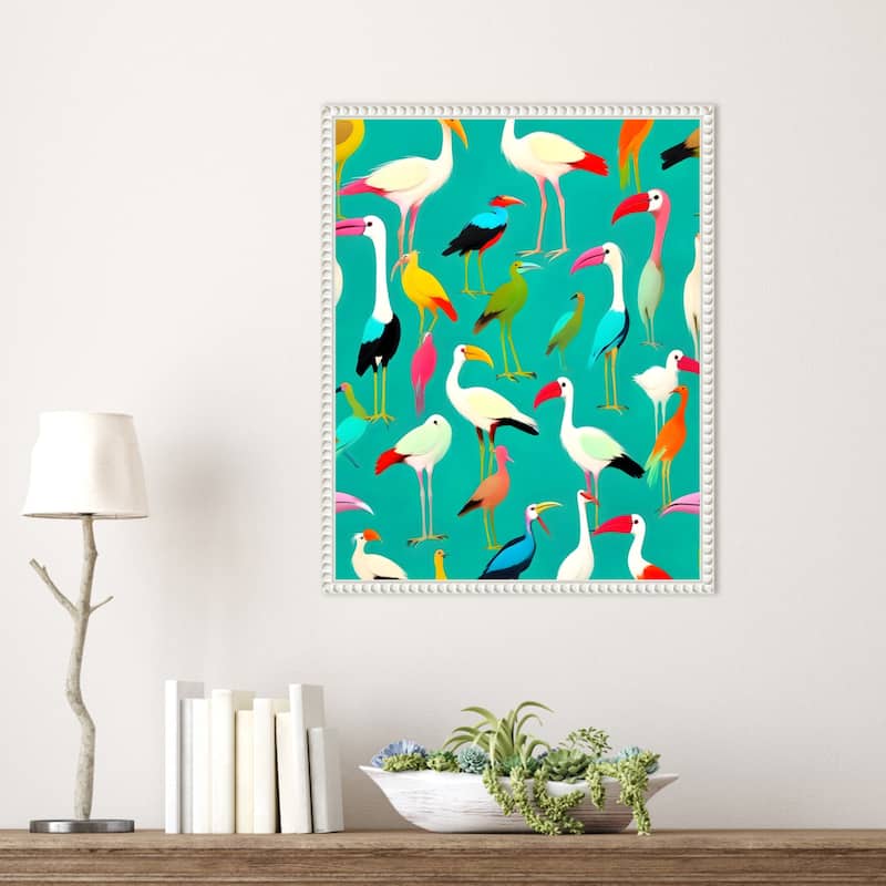The Dance of Bird Colors by Uma Gokhale Framed Canvas Wall Art