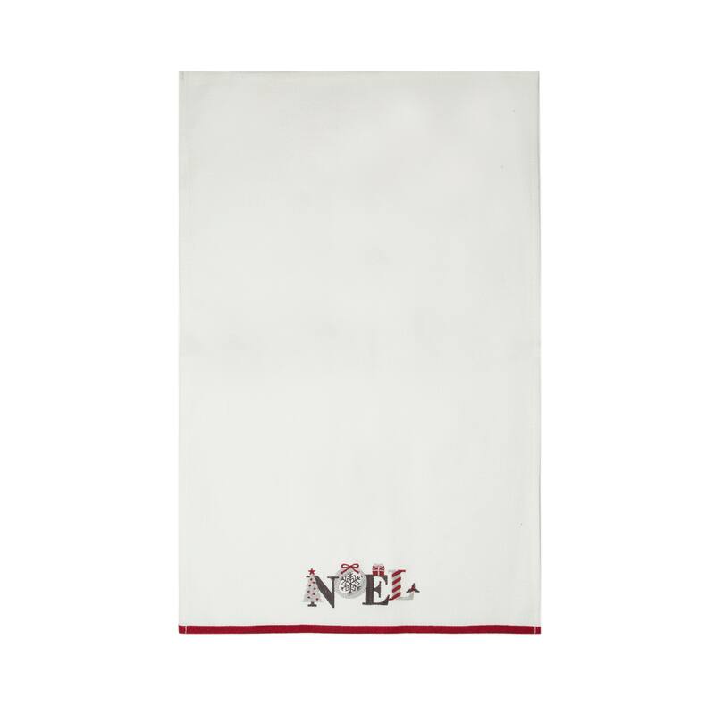 Noel Embroidered Christmas Tea Towel, 17 by 27-Inch - Bed Bath & Beyond ...