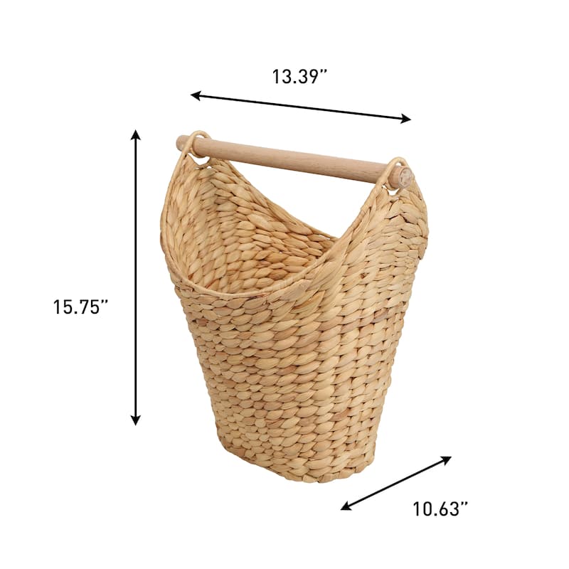 happimess, Talia Hand-Woven Water Hyacinth Toilet Paper Basket with Wood Bar