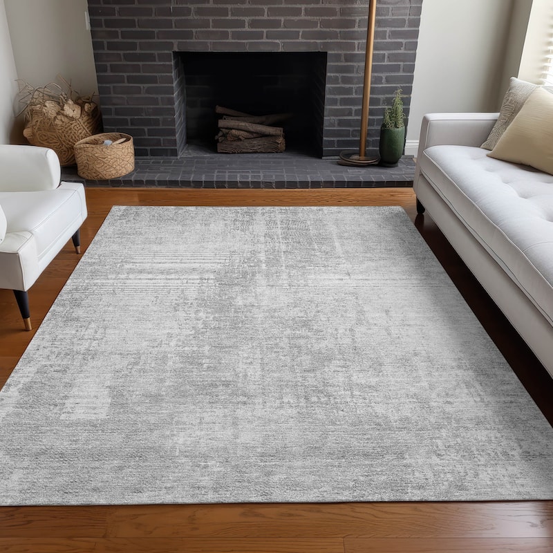 Premium Washable Super Soft Abstract Ombre Mayfield Rug - Silver - 8' x 10' - Rectangle
