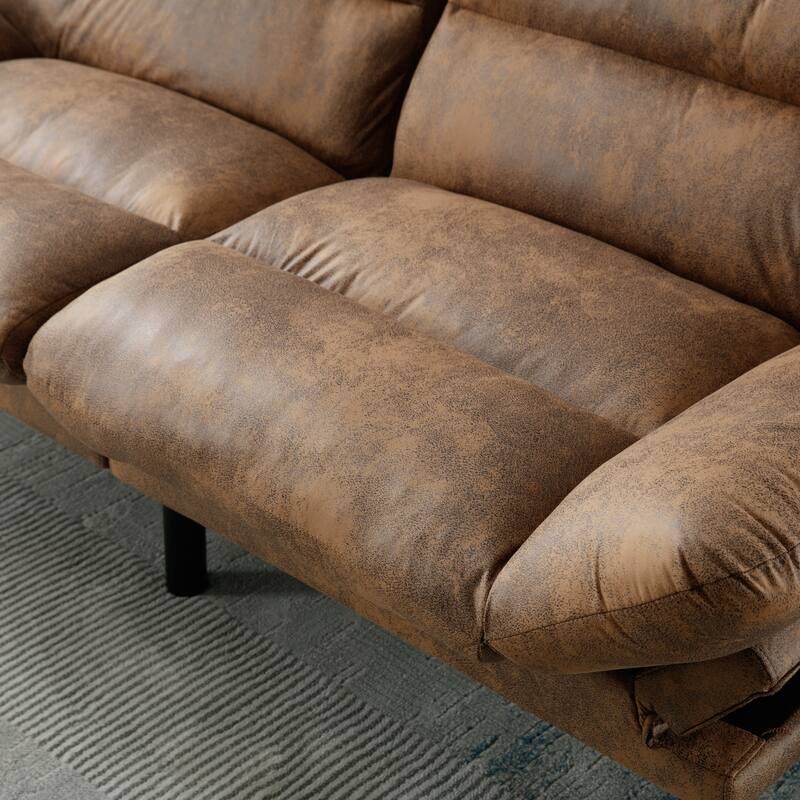 70.08" 2-Seater Sofa Bed, Linen, Microsuede, Teddy