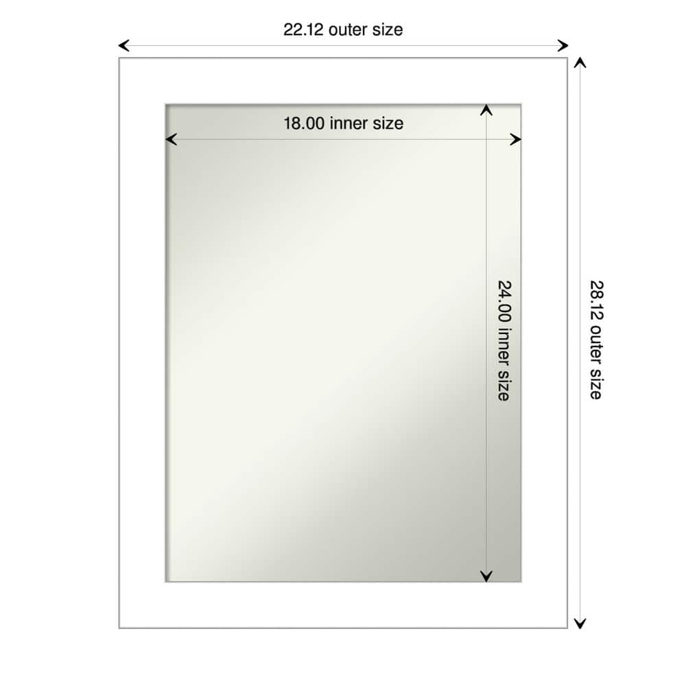 Non-Beveled Bathroom Wall Mirror - Wedge White Frame