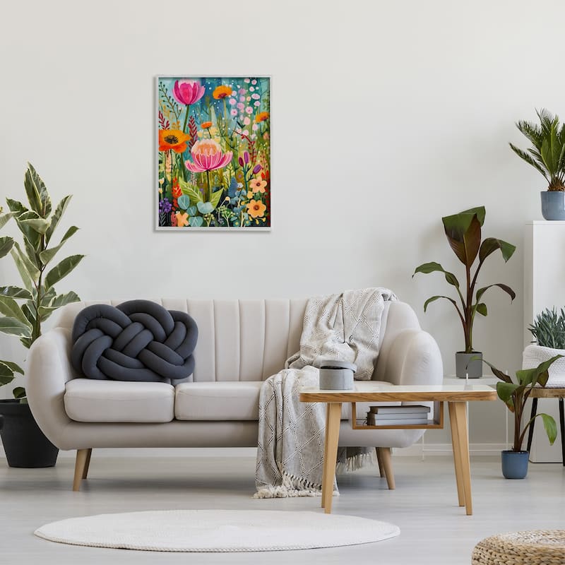 Stupell Whimsical Floral Garden Framed Giclee Art Design by LSR Design Studio