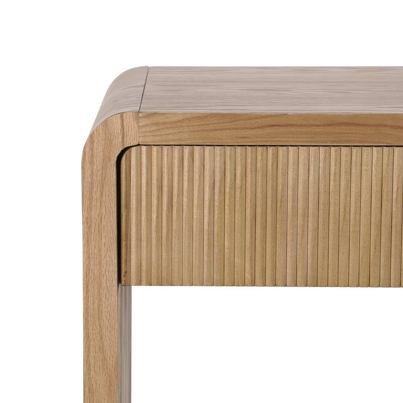 Round Edge Design Modern Console Table with Vertical Slats