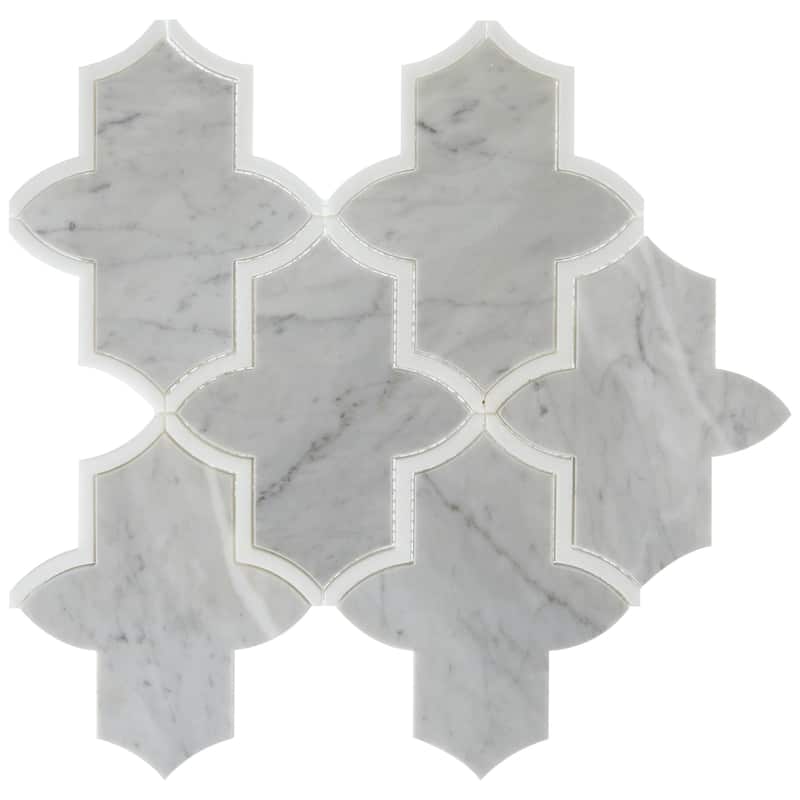 Daltile Lavaliere Natural Stone Byzantine Mosaic (10 Pc per Carton) (10.90 Sqft per Carton) - Diamond/Thassos White - 13 x 13