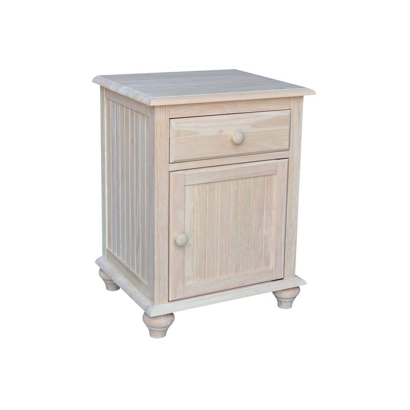 International Concepts Solid Wood Nightstand with Storage Cabinet