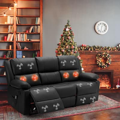 AECOJOY 3-Seater Reclining Sofa with Heat and Massage Function