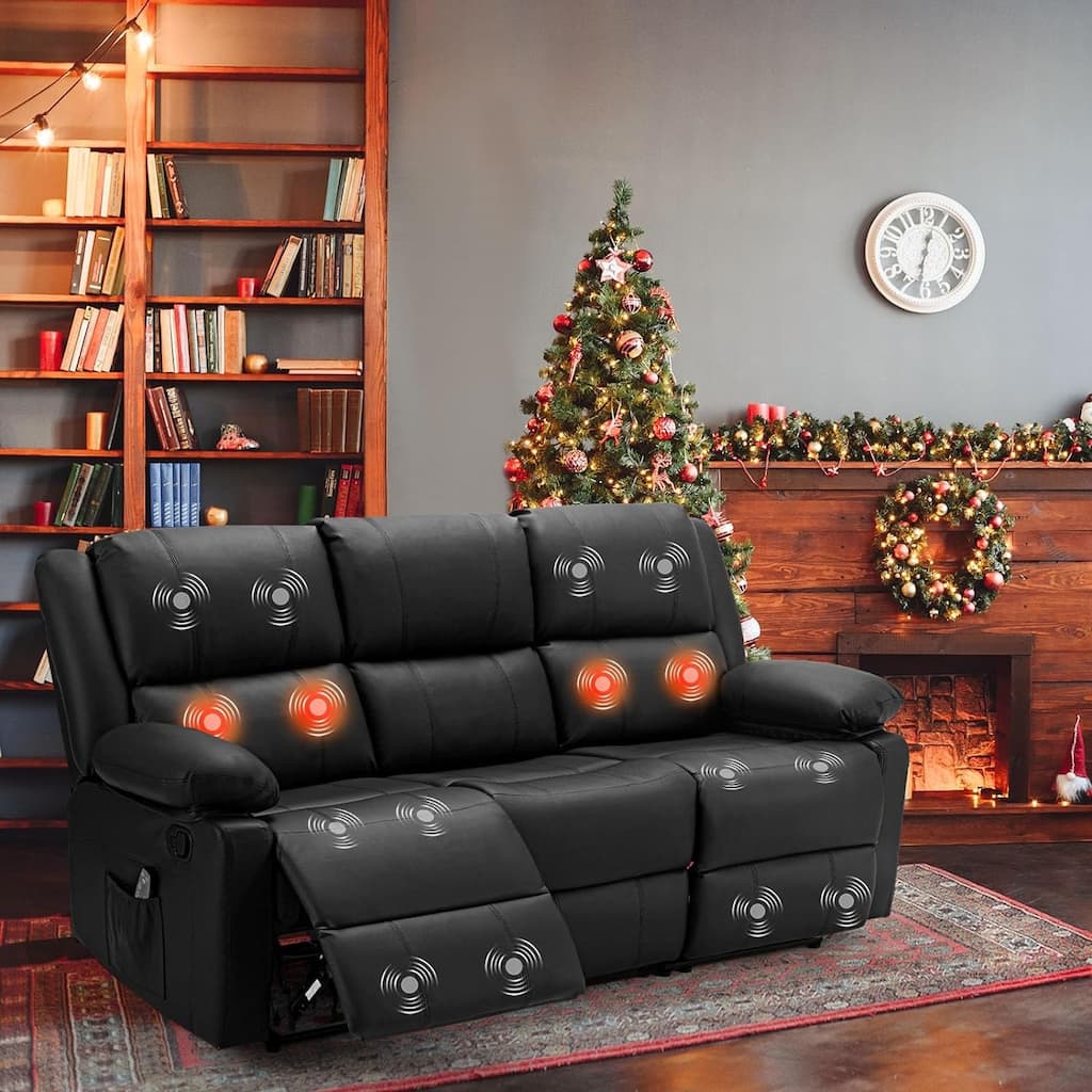 AECOJOY 3-Seater Reclining Sofa with Heat and Massage Function