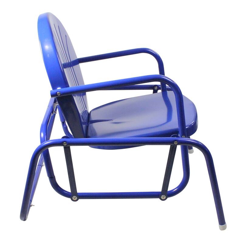 Outdoor Retro Metal Tulip Glider Patio Chair Blue