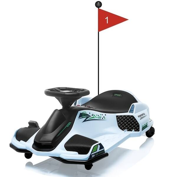 slide 2 of 5, 12V Ride-On Drift Car, 7ah 45W Electric Motor, Top Speed 5mph Variable Speed, USB, White White