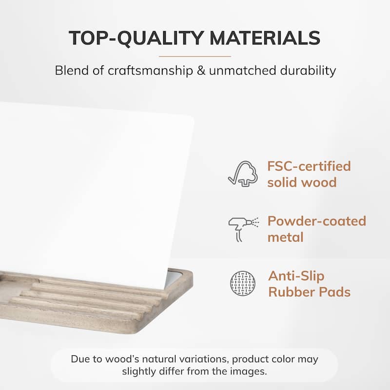 Jani Wooden Desk Organizer with Magnetic Whiteboard - Solid Wood, Hidden Storage & Anti-Skid Base for Home, Office & Workspaces