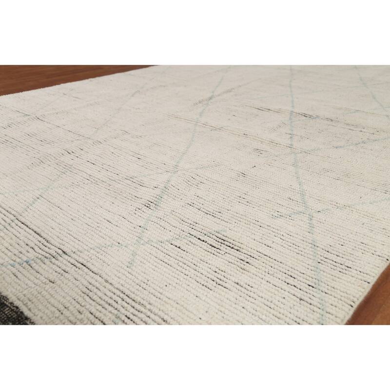 All-Over Trellis Moroccan Modern Area Rug Hand-Knotted Wool Carpet - 6'11"x 10'10"