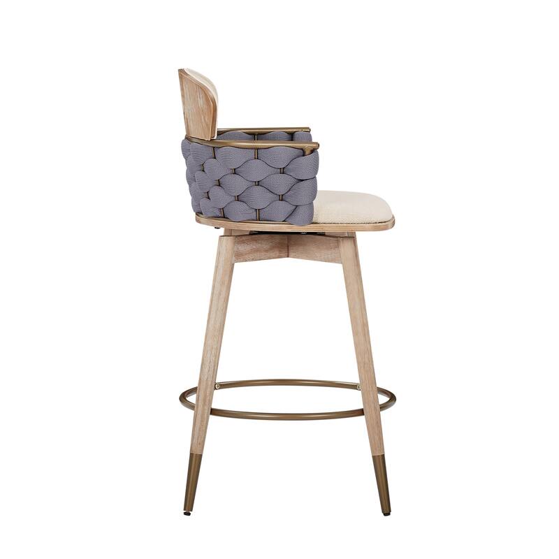 Art Leon Retro Woven and Wood Counter Height Barstool