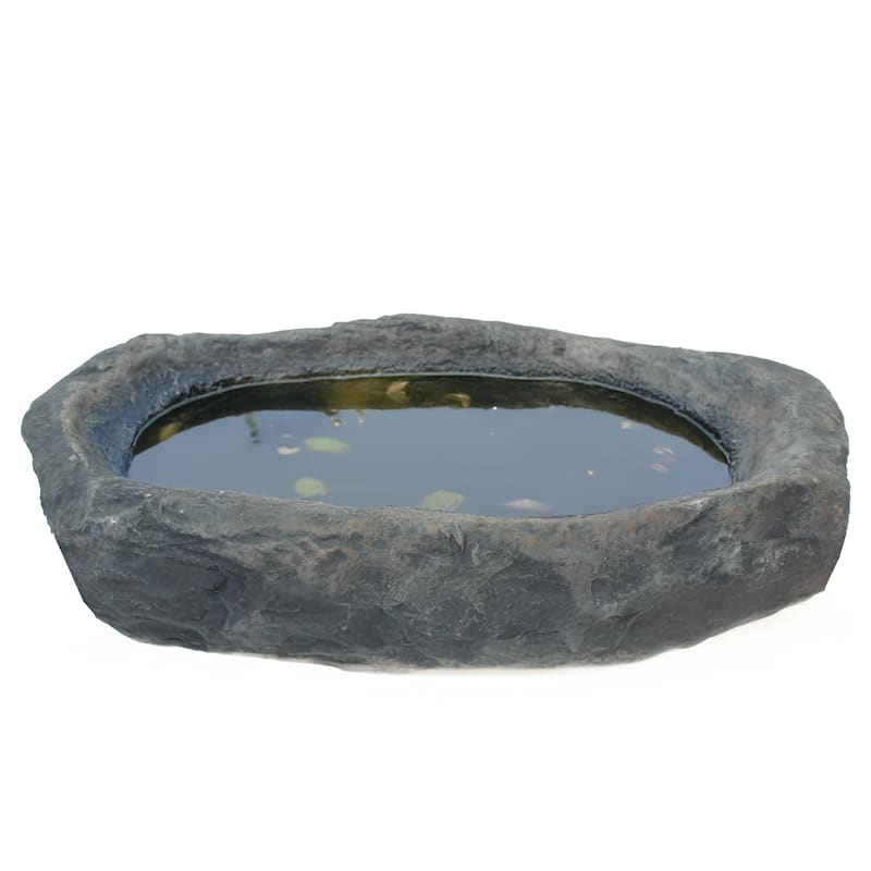 Decorative Outdoor Weather-Resistant Artistic Artificial Faux Stone Rock, Garden Patio Granite Grey Fiberglass Stone