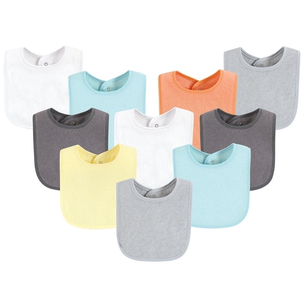 slide 1 of 1, Hudson Baby Drooler Bib with Waterproof Lining, Gray Orange, One Size - Gray Orange - One Size One Size - Gray Orange