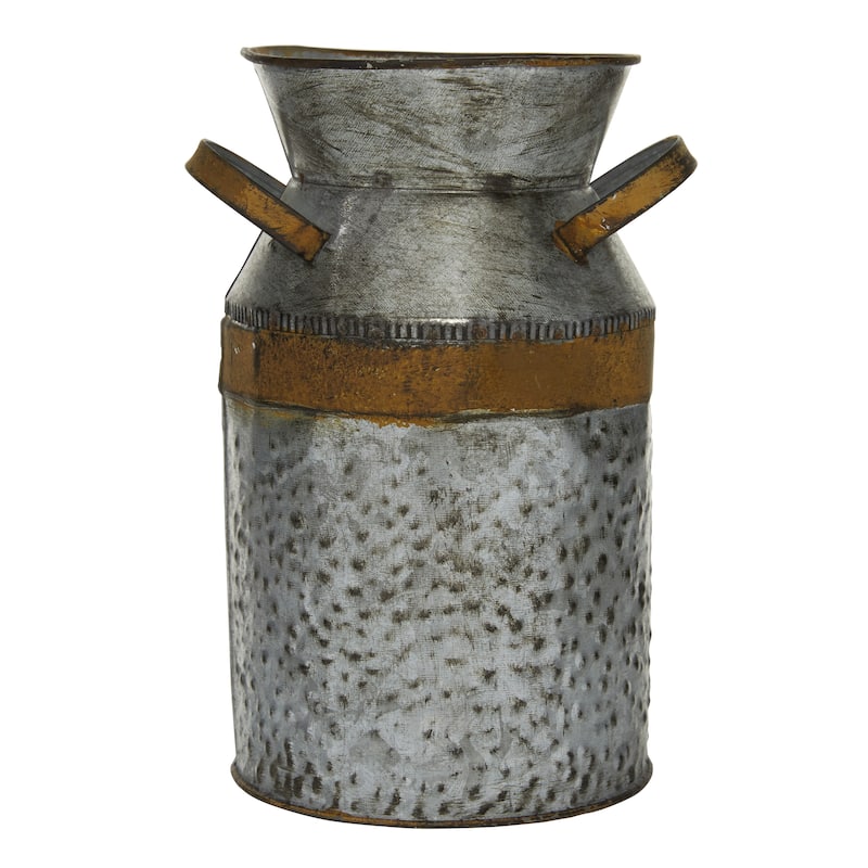 Gray Metal Milk Can Vase