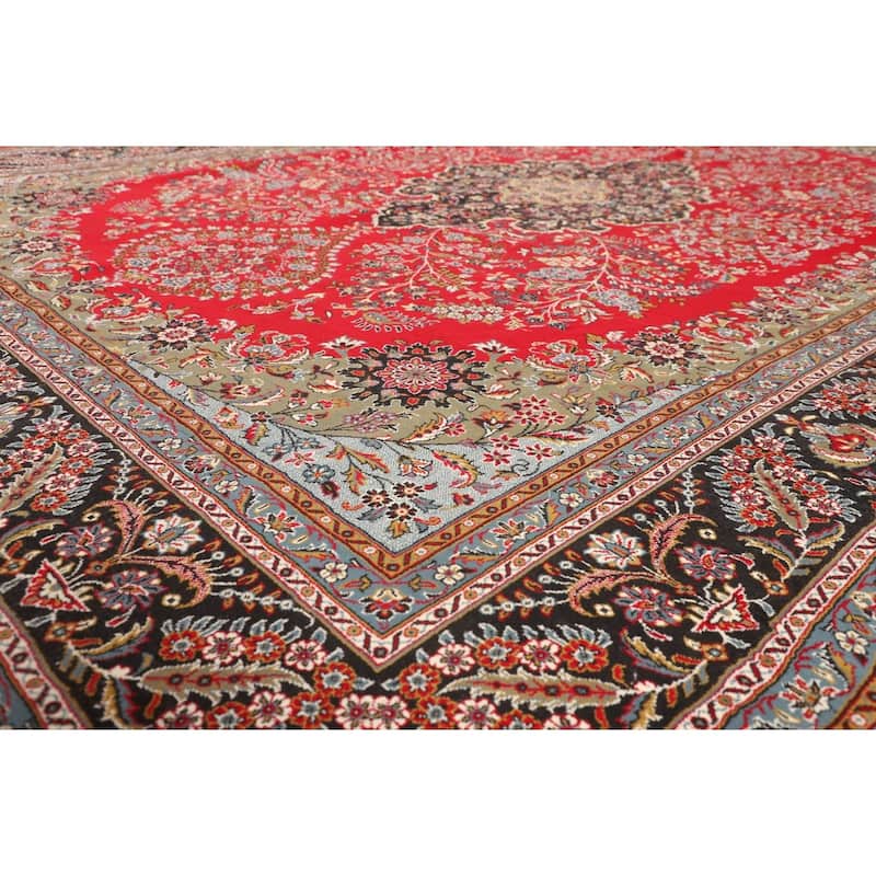 Medallion / Floral Red Kashan Turkish Area Rug Machine Made Carpet - 9'9" x 12'11"
