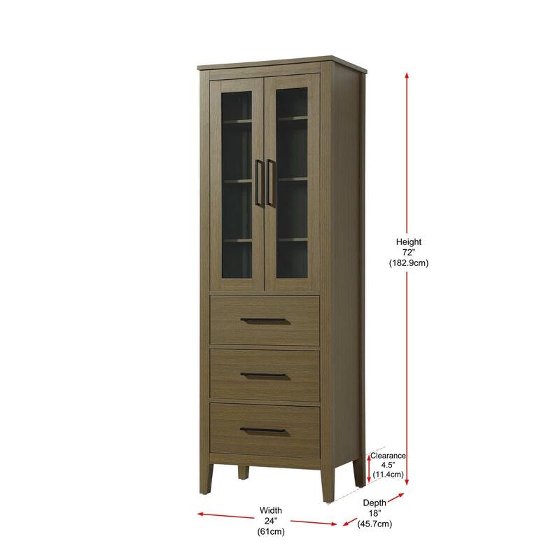 Laura 16-28 Inch Bath Storage Glass Cabinet