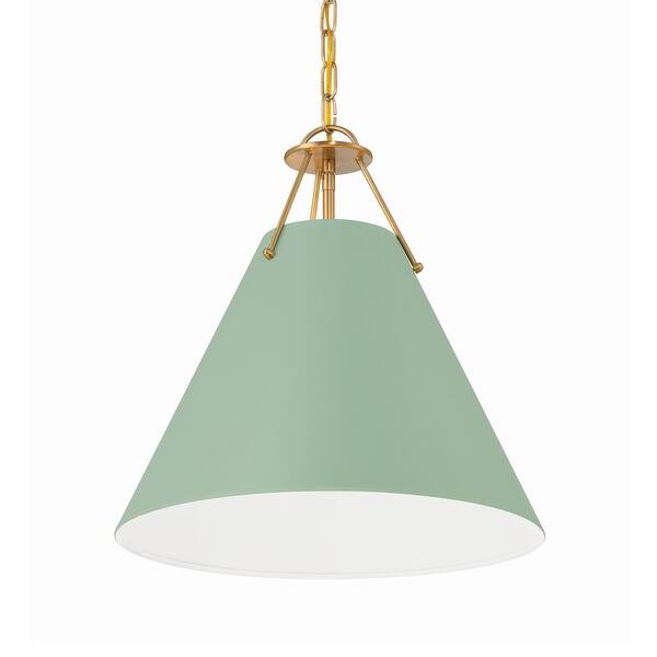slide 2 of 11, Crystorama Lighting Group XAV-B8305 Xavier 3 Light 16" Wide Pendant Vibrant Gold / Green