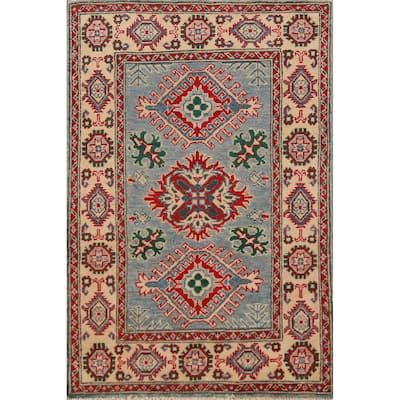 Light Blue Kazak Traditional Foyer Rug Handmade Wool Carpet - 2'7"x 4'0"