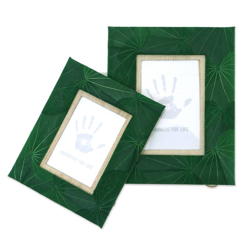 Novica Handmade Autumn Spirit In Green Natural Fiber Photo Frames (Pair)