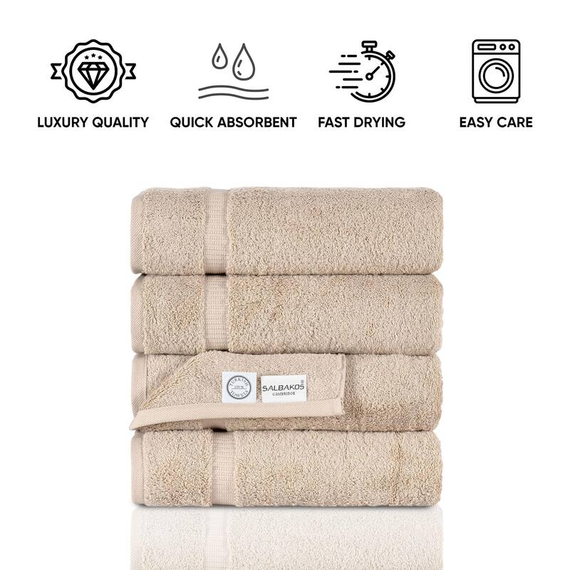 Salbakos Cotton Bath Towels Turkish Cotton Soft Absorbent Set of 4 - 27x54