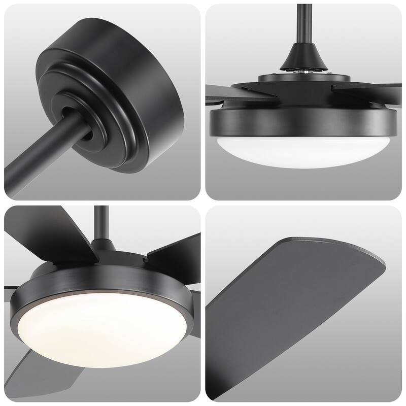 42 Inch White Ceiling Fan with 22W LED Light and Remote Control MDF Blades Reversible DC Motor