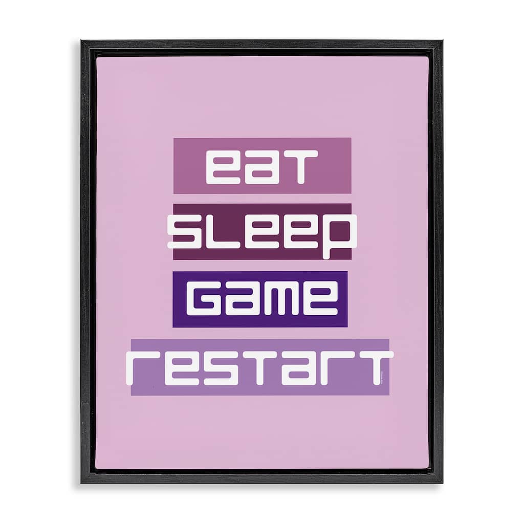 Stupell Eat Sleep Game Restart Framed Floater Canvas Wall Art Design By Yass Naffas Designs