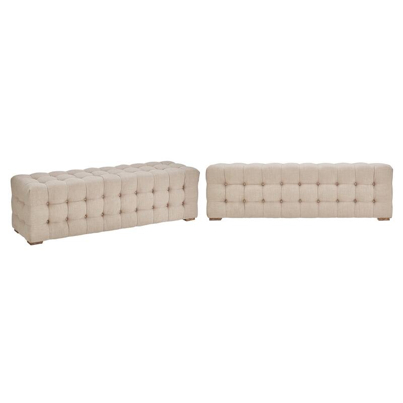 Gdansk Linen Fabric Tufted Bench - Beige