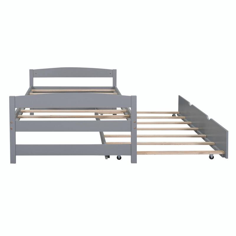 Twin Size Platform Bed with Twin Size Trundle