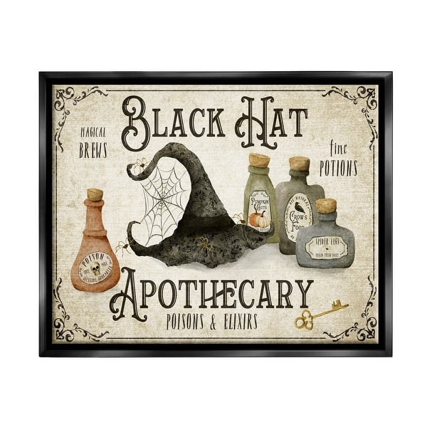 slide 2 of 23, Stupell Black Hat Apothecary Potions Framed Floater Canvas Wall Art Design by Deane Beesley 21 x 17 - Black
