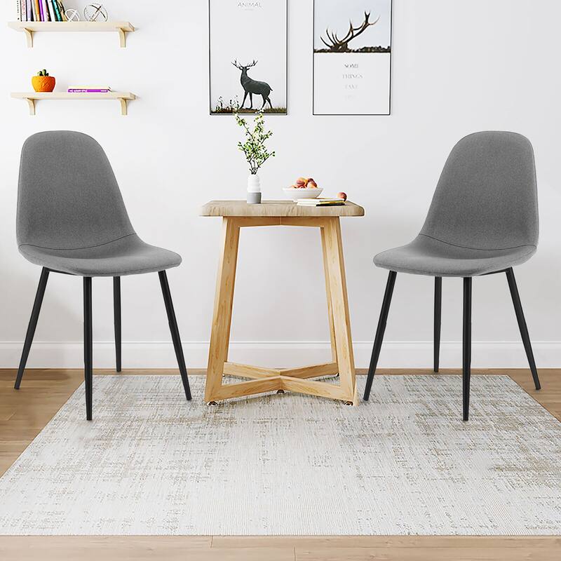 Gymax Dining Chairs Set of 4 Upholstered Fabric Chairs W/Metal Legs