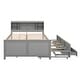 preview thumbnail 9 of 12, Full Platform Bed with Storage Headboard, USB, Twin Size Trundle and 3-Drawers, Grey