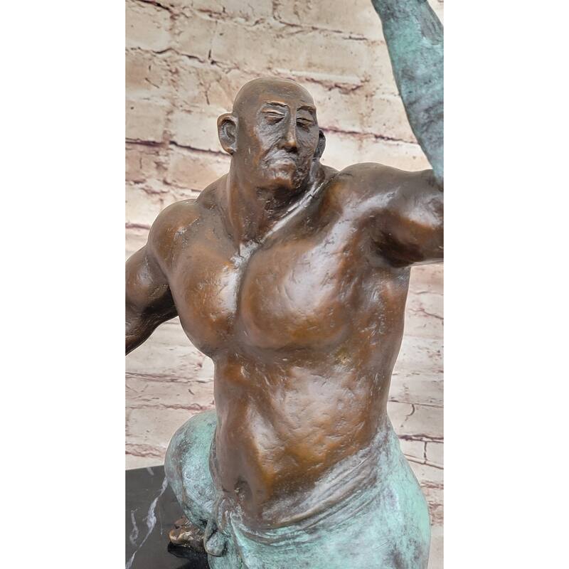 Abstract Tai Chi Shaolin Monk Balancing Weights - Original Bronze Sculpture By Milo