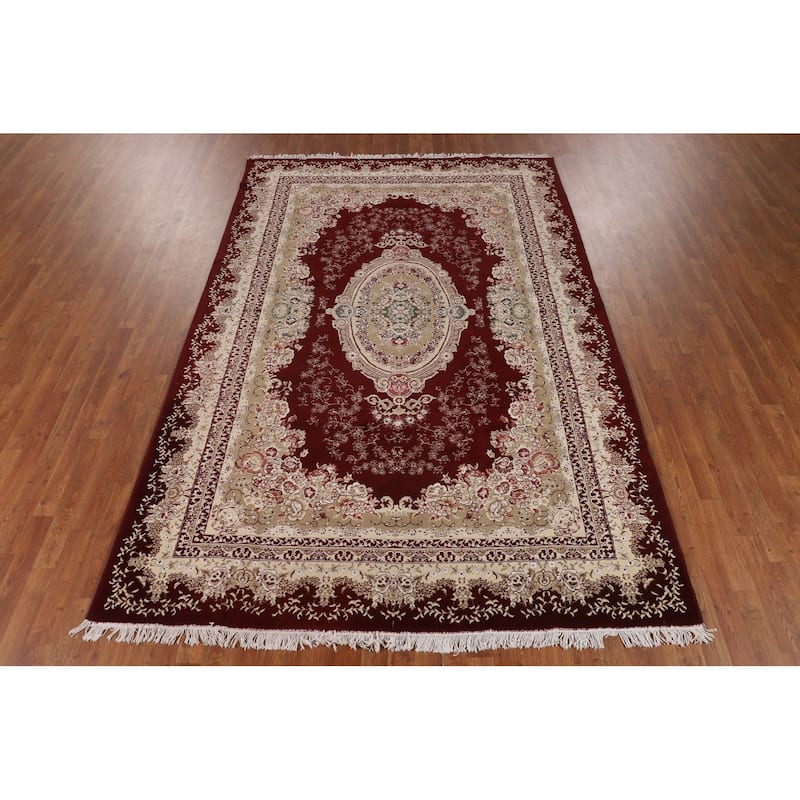 Victorian Style Kashan Turkish Rug Dining Room Machine-Made Carpet - 6'7" x 9'10"