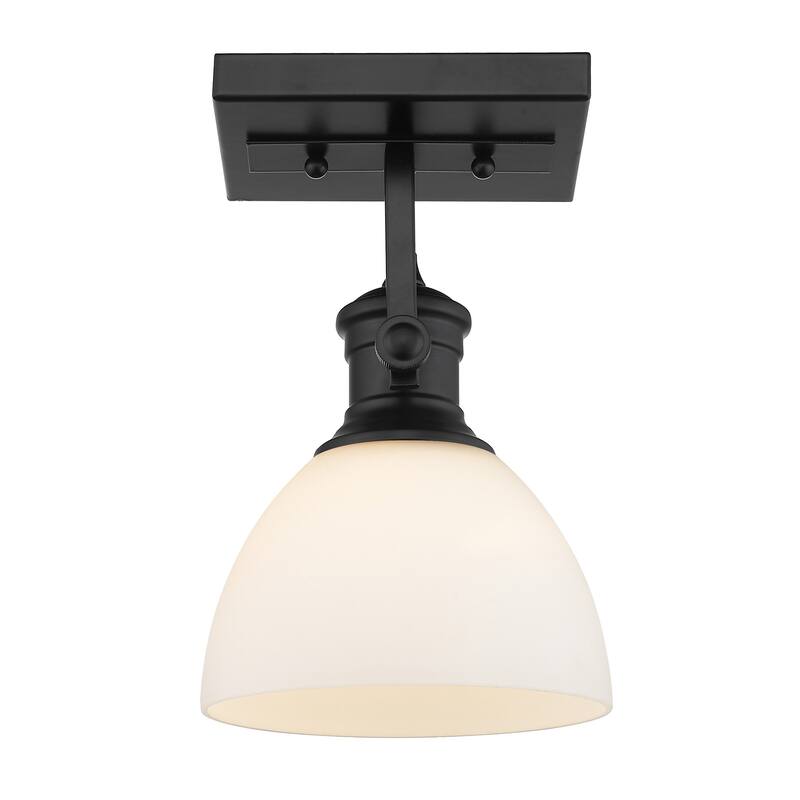 Hines 1 Light Semi-Flush - Matte Black with Opal Glass