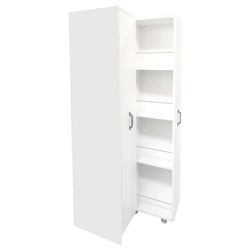 4-Tier Slide-Out Bookcase with Wheels, Narrow Hidden Storage Cabinet with Pull-Out Shelving for Home Office