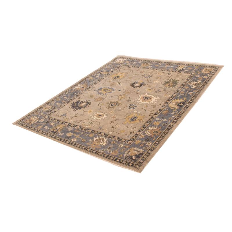 ECARPETGALLERY Hand-knotted Oushak Light Grey Wool Rug - 8'1 x 9'11