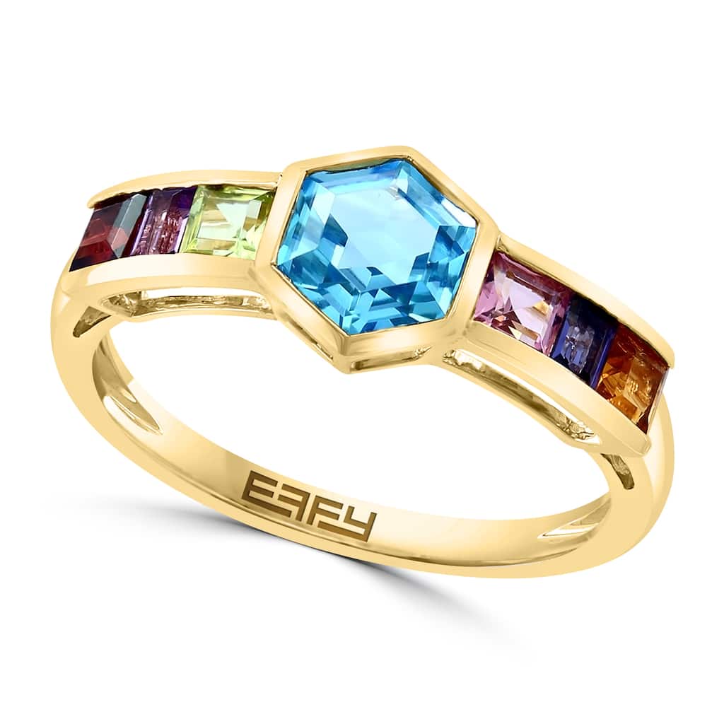 EFFY 14K Gold ,Amethyst,Blue Topaz,Citrine,Garnet,Iolite,Pink Tourmaline,Peridot Ring