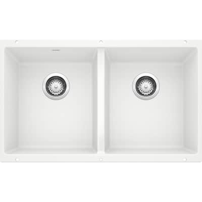 Blanco SILGRANIT Granite Composite Sink PRECIS Equal Double Bowl White