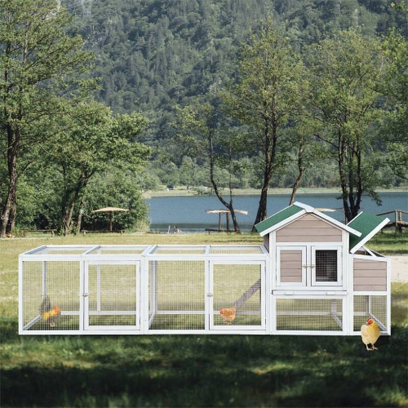 Alvana 122" Wooden Chicken Coops with Locking Nesting Boxes