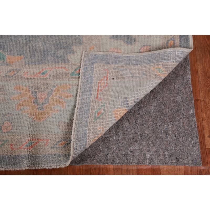 Hand Knotted Oriental 100% Wool Carpet Transitional All-Over Navy Blue & Blues Oushak Area Rug - 9' 4'' X 8' 1''