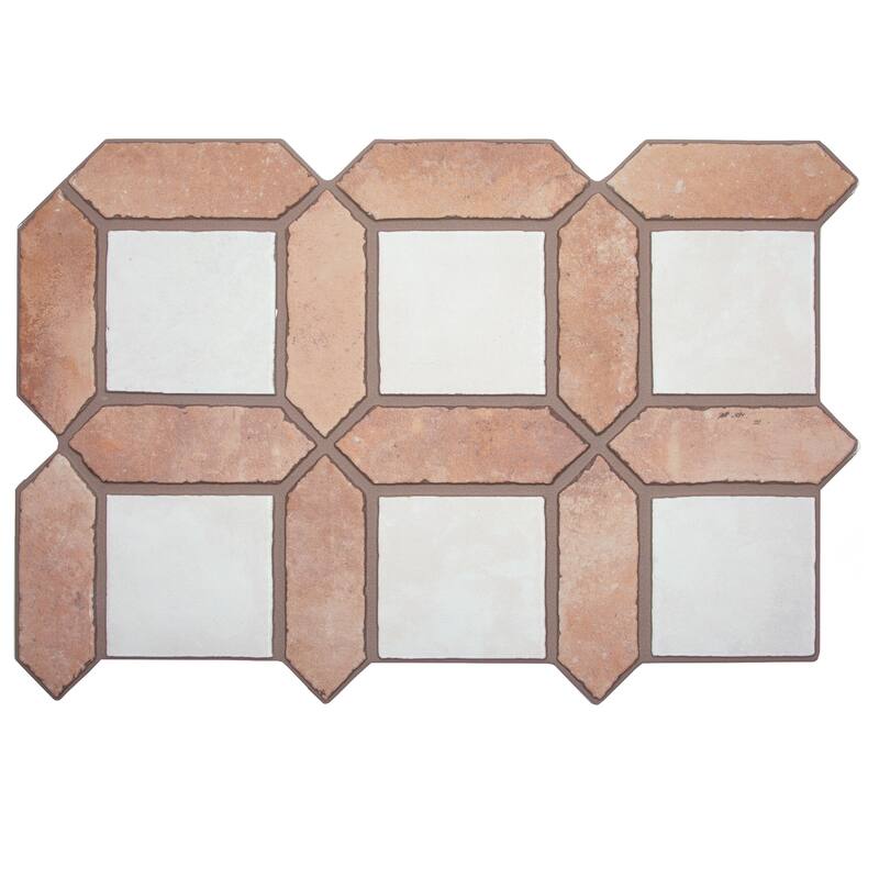 Merola Tile Picket Arenta Clay with White Square 14-5/8" x 22-1/2" Porcelain Floor and Wall Tile