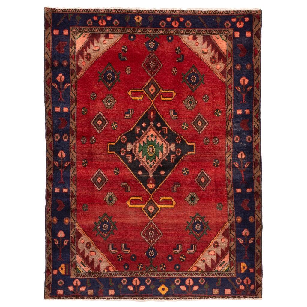 ECARPETGALLERY Hand-knotted Andelz Red Wool Rug - 4'7 x 6'1
