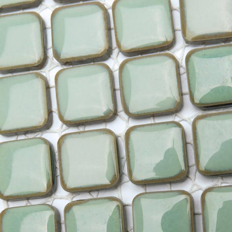 Merola Tile Hudson Edge Mint Green 12-1/4" x 12-1/4" Porcelain Mosaic Floor and Wall Tile