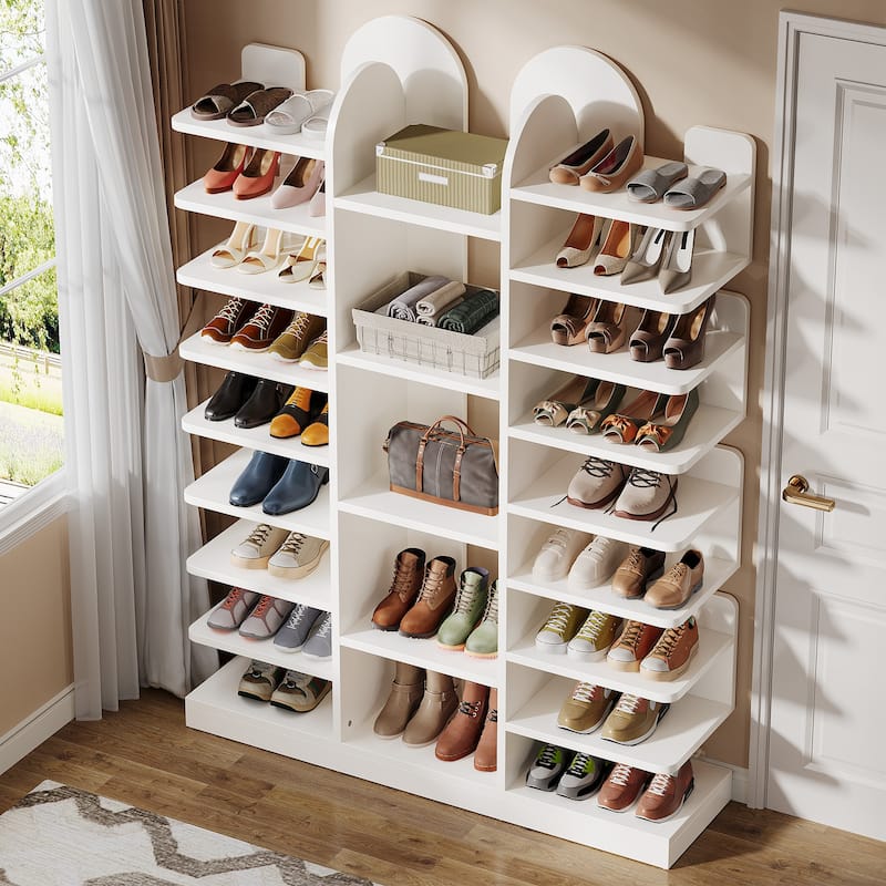 13-tier Modern Tall Entryway Shoe Storage Cabinet with Open Shelves