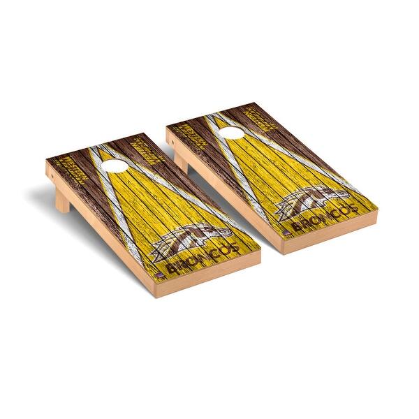 slide 2 of 5, Western Michigan Broncos Triangle Cornhole Board Set