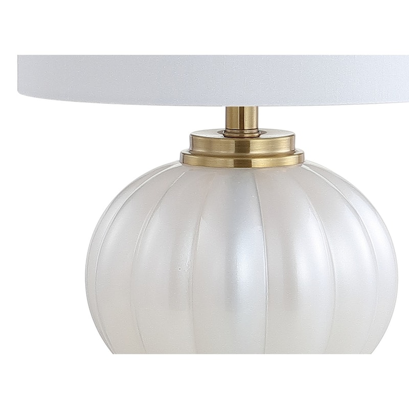 Dana 17.5" Glass/Crystal LED Table Lamp, White/Chrome by JONATHAN Y