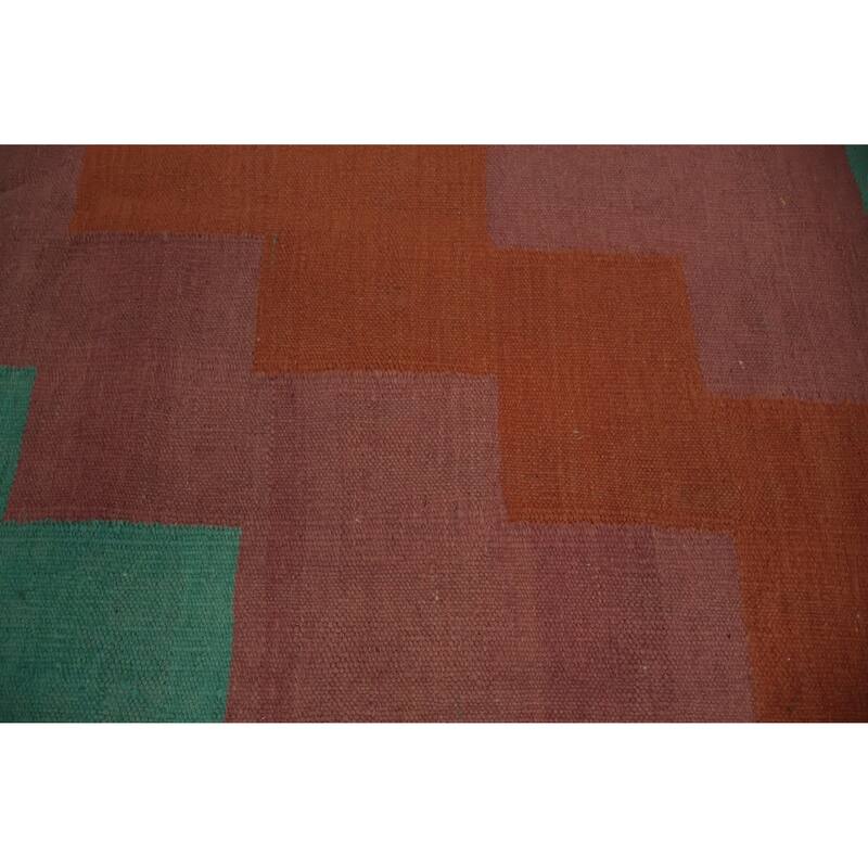 Hand Woven Oriental 100% Wool Carpet Southwestern Modern Multi-Colored Kilim Area Rug - 11' 10'' X 8' 10''